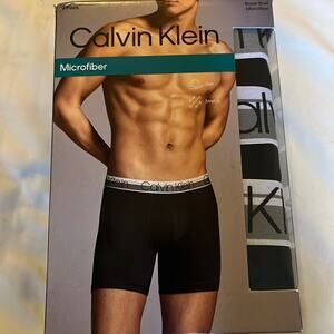 Calvin Klein Mens Boxer Briefs Microfiber Underwear 3Pk Medium 5% Stretch Black